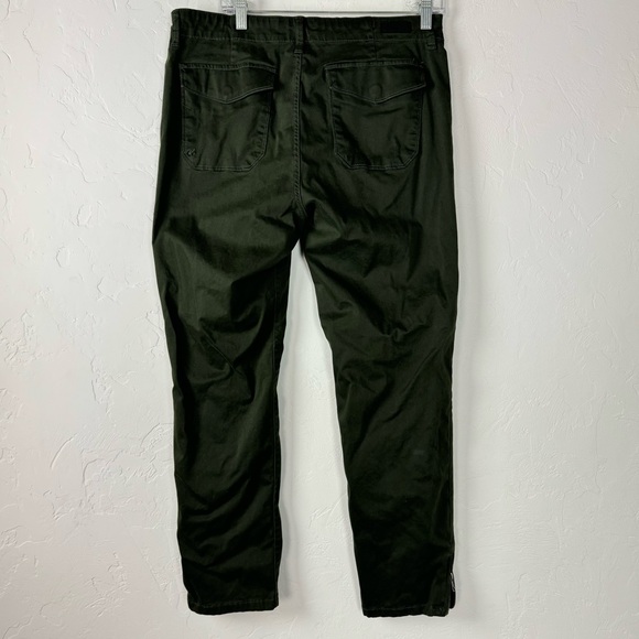 Kut From The Kloth Pants Jeans Ankle Straight Leg Dark Green Solid Cotton Forest - Picture 2 of 11